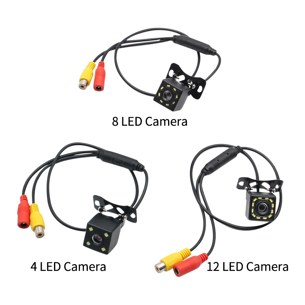 Cámara de visión trasera gran angular para coche, videocámara de respaldo para vehículo, 12 LED, visión nocturna, cámara de estacionamiento