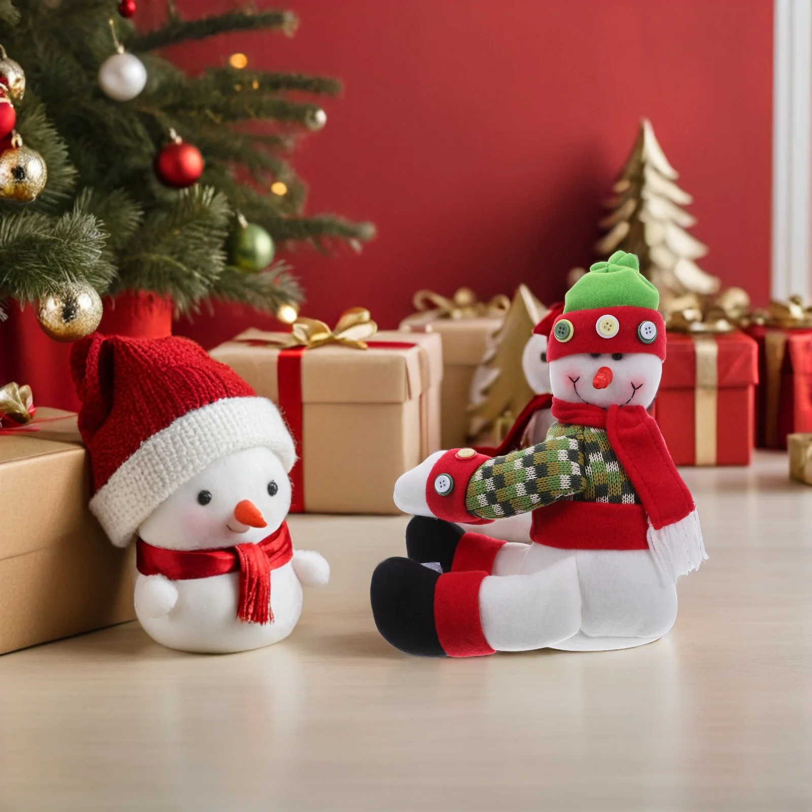 

Hugging Snowman Christmas Tree Topper Soft Fabric Decoration for Festive Holiday Display Versatile Tree and Curtain Ornament Use