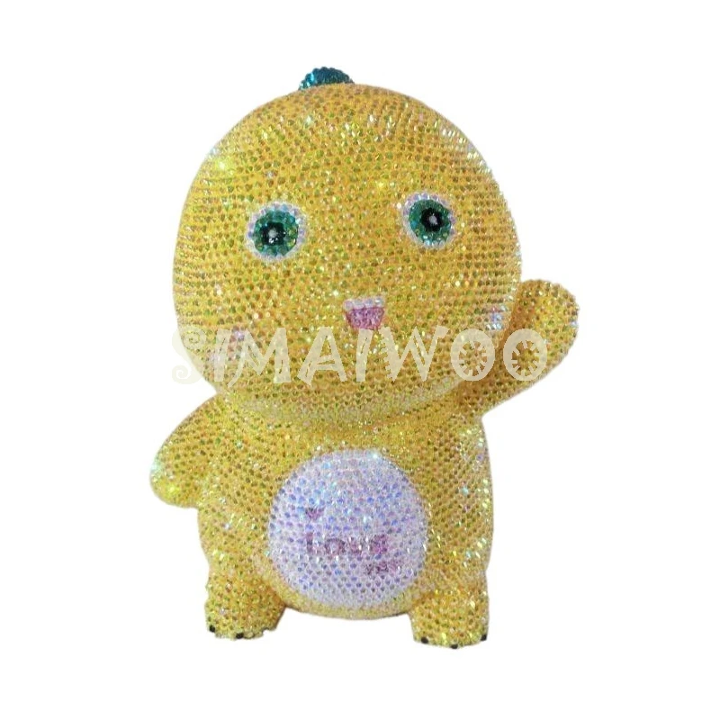 DIY Rhinestone Baby Dinosaur Coin Collection Bling Animal Statue Shiny Crystal Home Exhibition Handcraft Cross Stitch Kid Gift