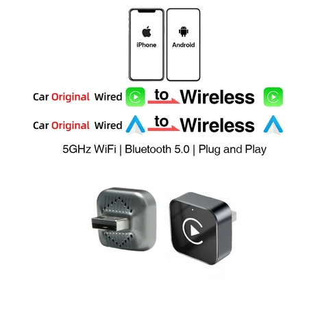 2IN1 Беспроводной адаптер CarPlay Android Auto Dongle Smart Mini Box USB Plug Play для VW Toyota Nissan Honda Ford Benz KIA Audi