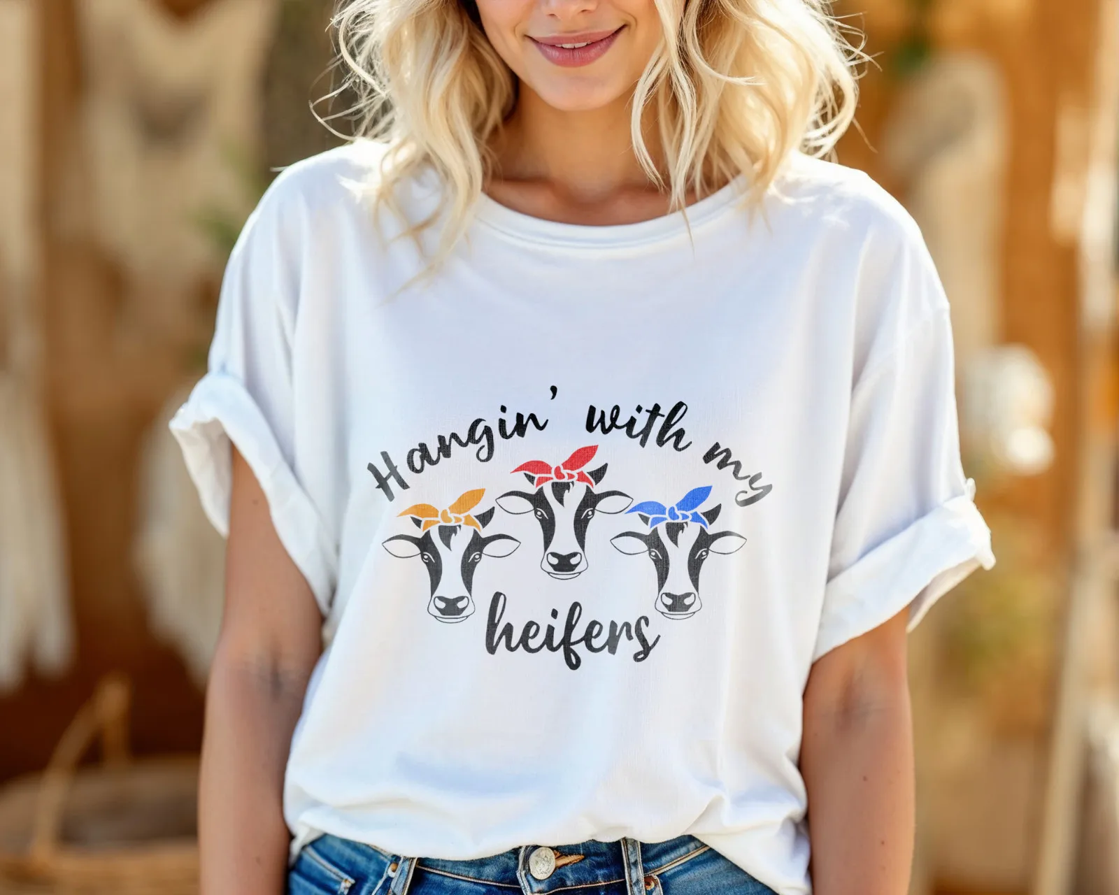 Hanging With My Heifers T-Shirt Funny Cow Lover Farm Graphic Tee Gift A59