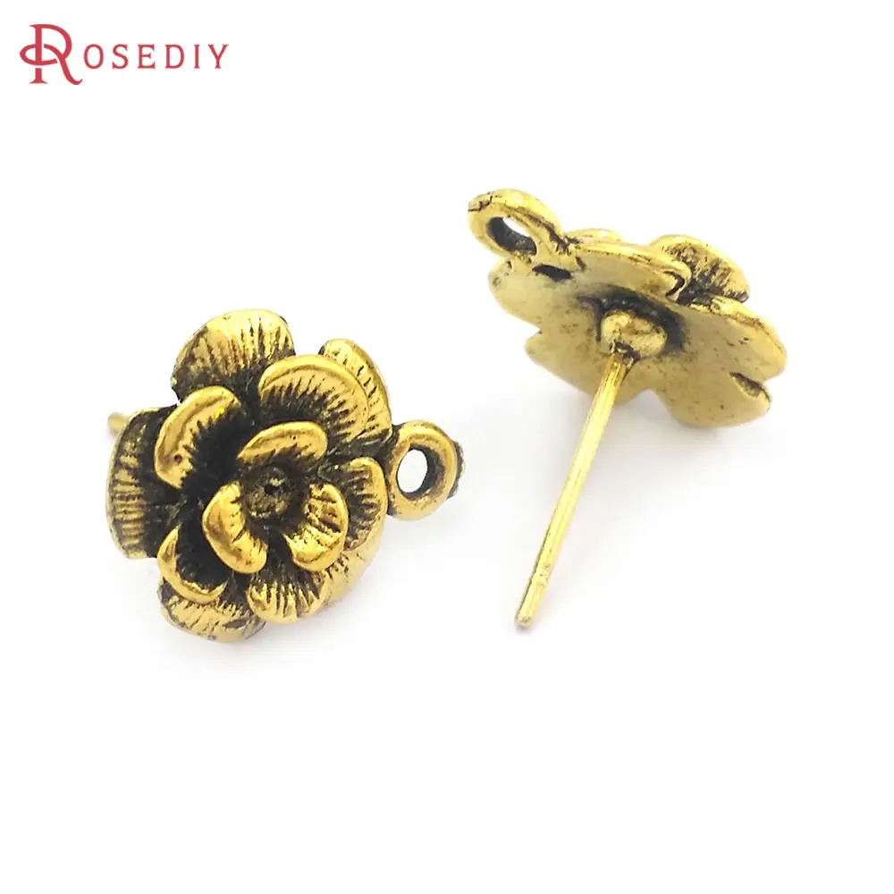 Antique Style Antique Silver Color Bronze Connector Flower Stud Earrings Accessories Diy Making Jewelry Findings Accessories