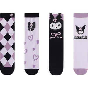 Long kawaii knee socks for girls, beautiful sanio kuromi, cartoon anime, small child, medium tube, purple, gift 8 MAIN SALES CHILD SALES - №1