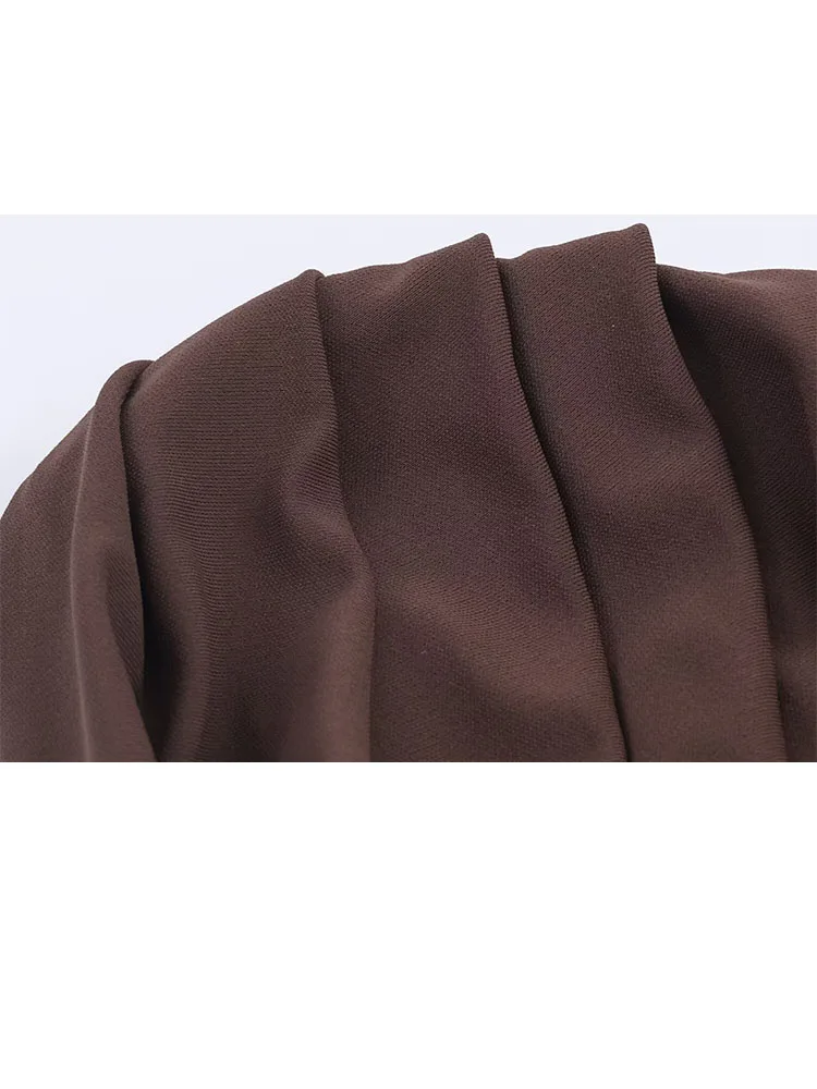 Hh nova mulher primavera moda em torno do pescoço sem mangas sexy sem costas corrente plissado decoração vestido longo feminino elegante vestido de festa