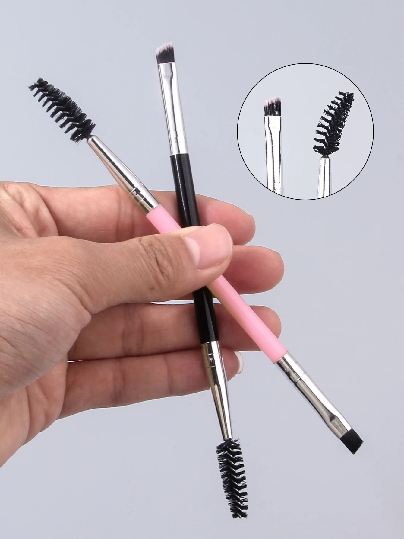 6PCS 듀얼 엔드 프로페셔널 아이 브러쉬 세트, 정밀 틴팅/쉐이핑을 위한 각진/나선형 눈썹 및 속눈썹 도구, 친화적인 화장품 키트