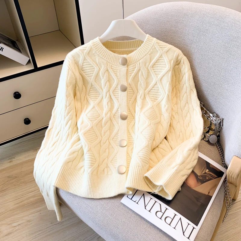 

Женский свободный вязаный свитер, пальто, осень-зима, новый мягкий кардиган с круглыми пуговицами, универсальная повседневная верхняя одежда