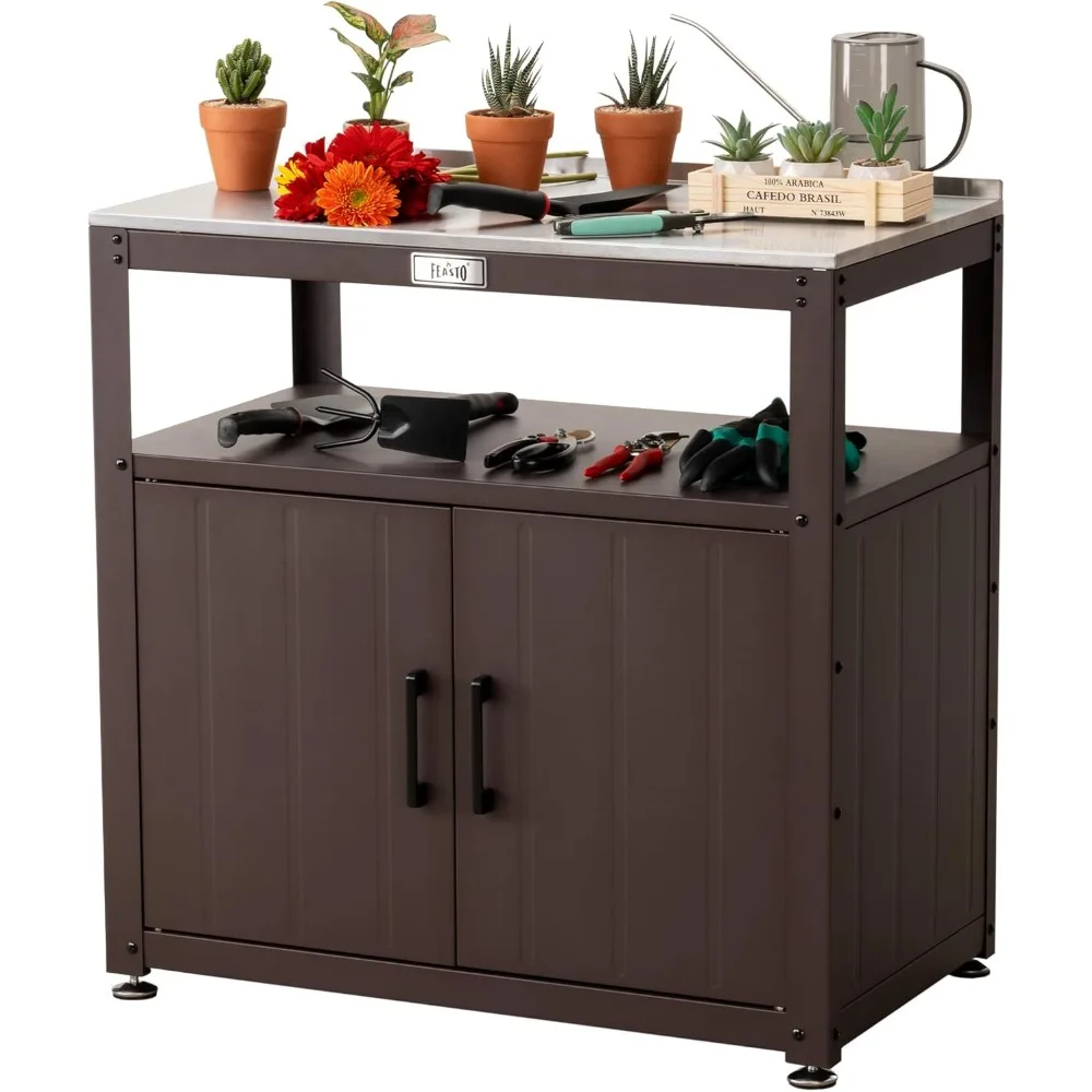 

Garden Potting Bench with Storage Cabinet,Outdoor Gardening Table & Work Bench for Plants, Horticulture,Outdoor Workstation with