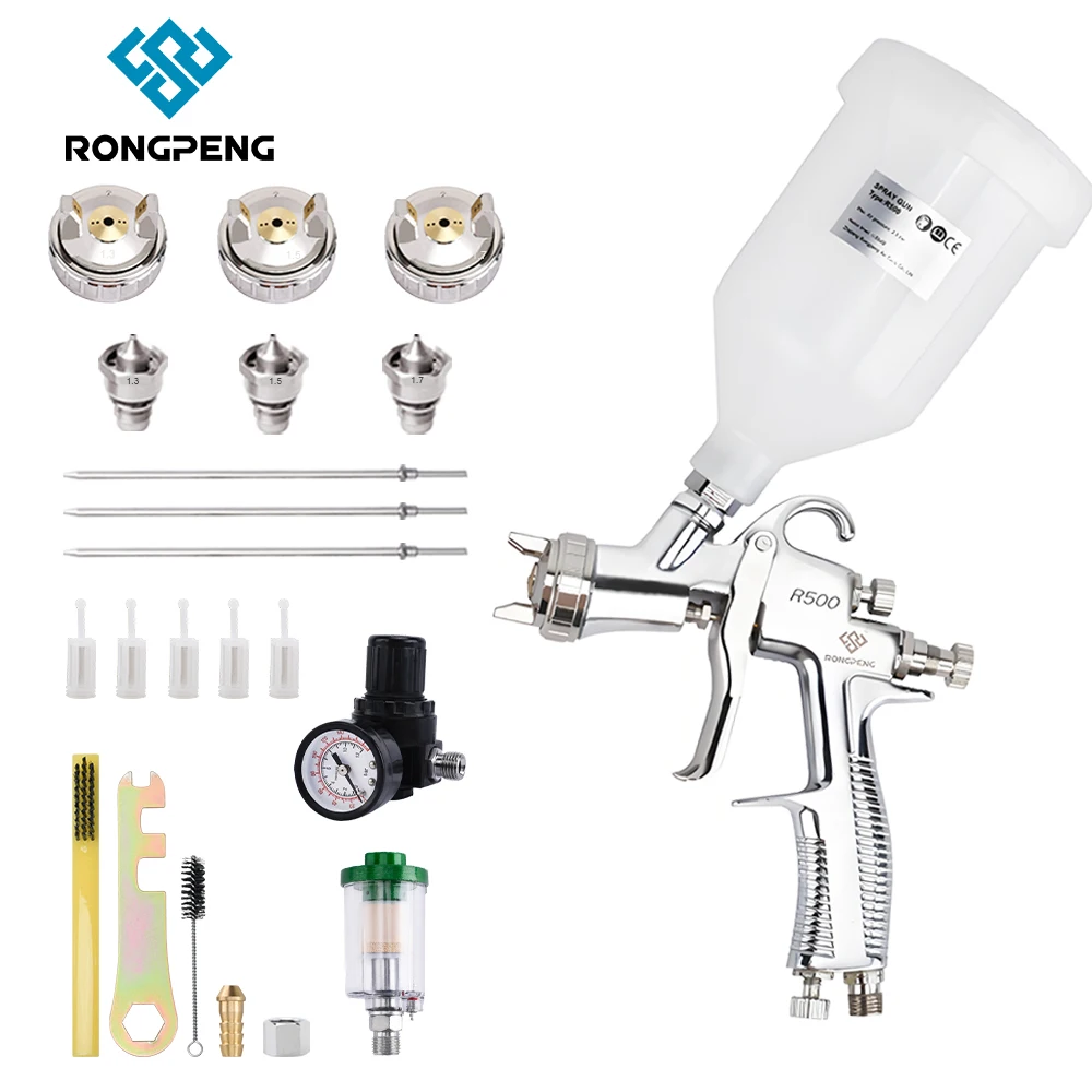 RONGPENG LVLP Paint Spray Gun R500 Automotive Paint Gun Professional Airbrush Kit For Car Painting 1.3/1.4/1.5/1.7/2.0mm nozzle