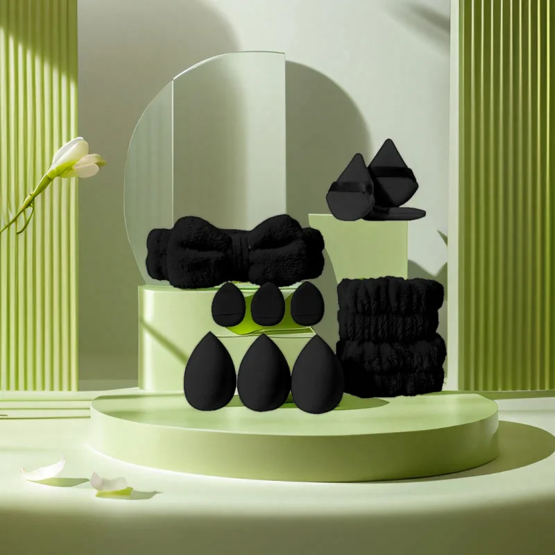 Ensemble combiné petit, moyen et grand, bouffantes de maquillage essentielles pour débutants, bandeau de Spa, bracelet, outils de maquillage, 12 pièces