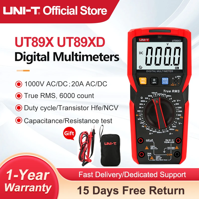 UNI-T UT89X UT89XD Professional Digital Multimeter True RMS NCV 20A Current AC DC Voltmeter Capacitance Resistance Tester