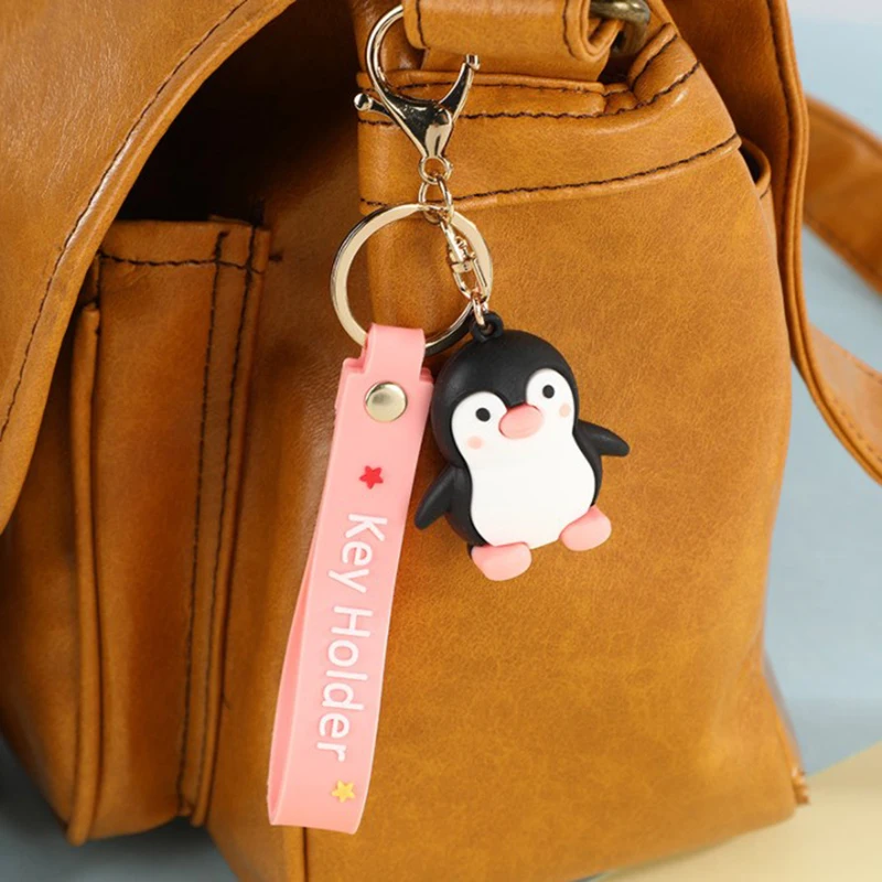 1PC Kawaii Key Chain Penguin Anime Keychain Female Cute Doll Car Key Ring Bag Pendant Phone Charm Couple Gift For Women