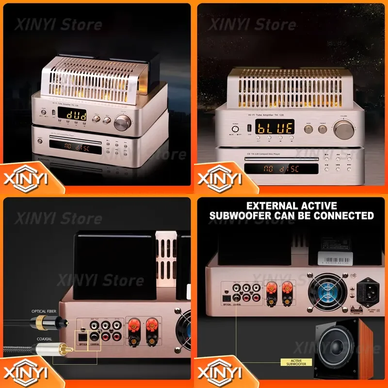for TH-128 High Power Lossless Tube Amplifier Hifi Amp with Fiber Coaxial Bluetooth for DVD CD Player