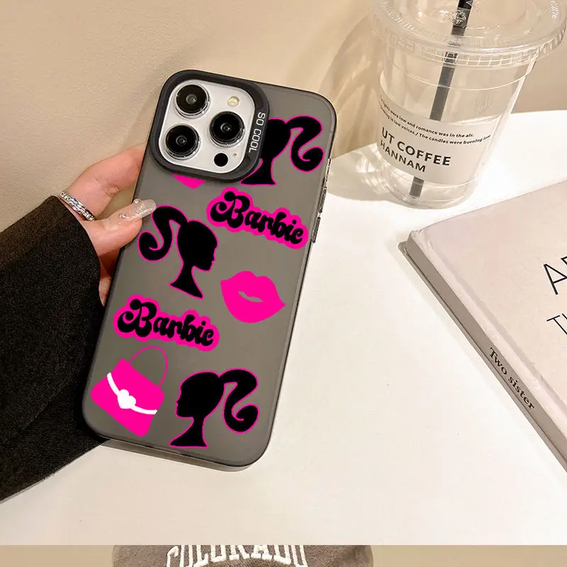 Custodia per telefono Barbie Princess Pink Kiss per iPhone 15 14 13 12 11 Pro Max 7 8Plus XR XS MAX MINI Y2K Girl Cute Anti Fall Back Cover