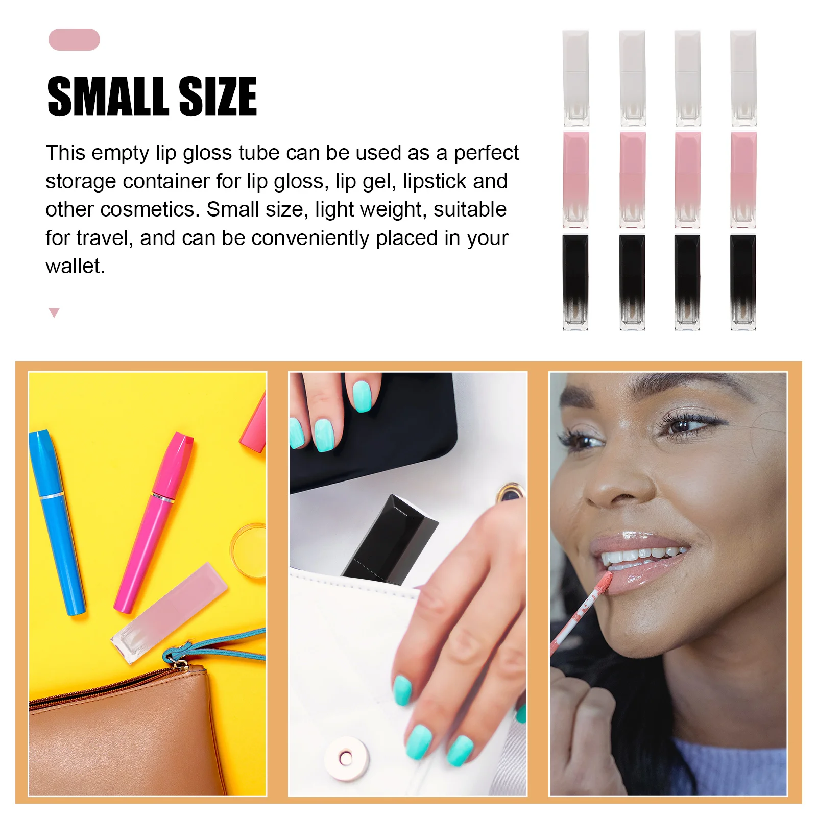 12Pcs Lip Gloss Tubes Durable Stylish Small Mini Size Travel Portable Refillable Storage Tube DIY Container