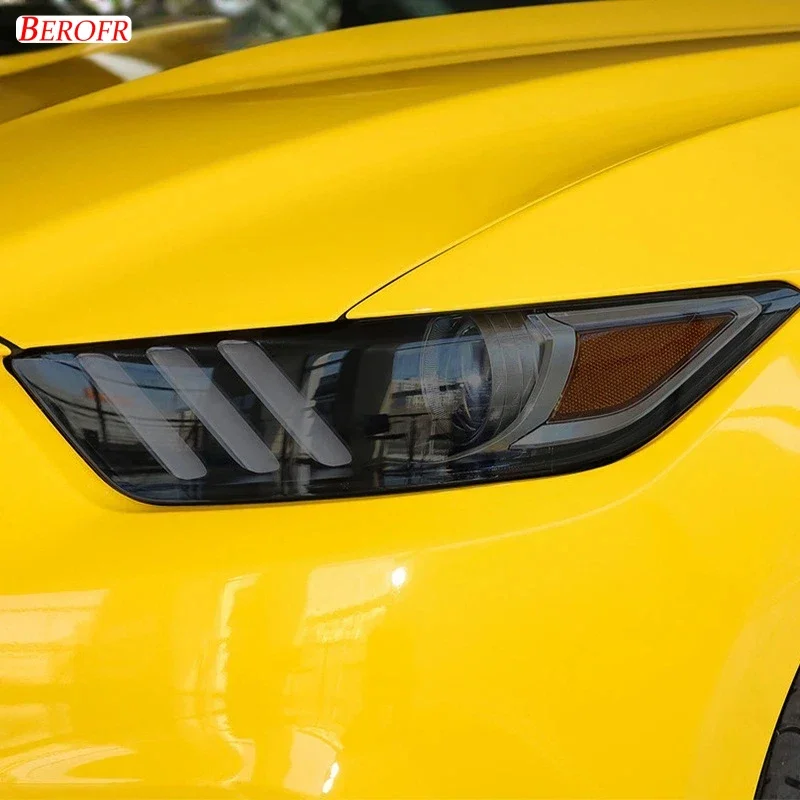 

2 шт. защитная пленка для фар автомобиля, дымчато-черная тонировочная пленка, прозрачная виниловая наклейка из ТПУ для Ford Mustang 2015-2021 гг.