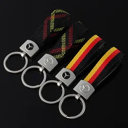 Oxford Woven Strap Car Logo Logo Metal Keychain for Mercedes Benz AMG CLS GLE GLS W203 W206 W220 W205 W211 W212 W201 W210 W108