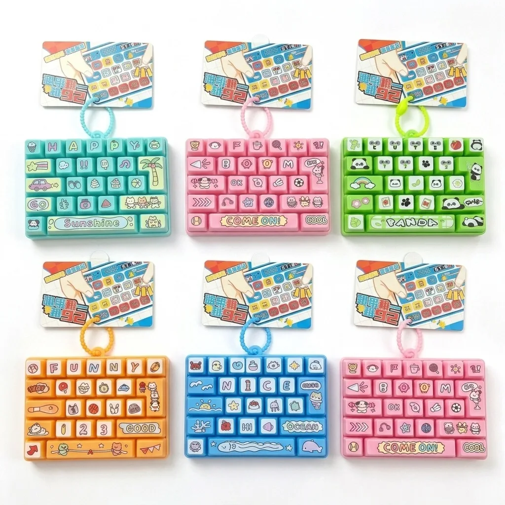 Creative Animal Panda Pattern Decompression Keychain 26 Keys Keyboard Pendant Stress Relief Toy Gift For Kids Adults