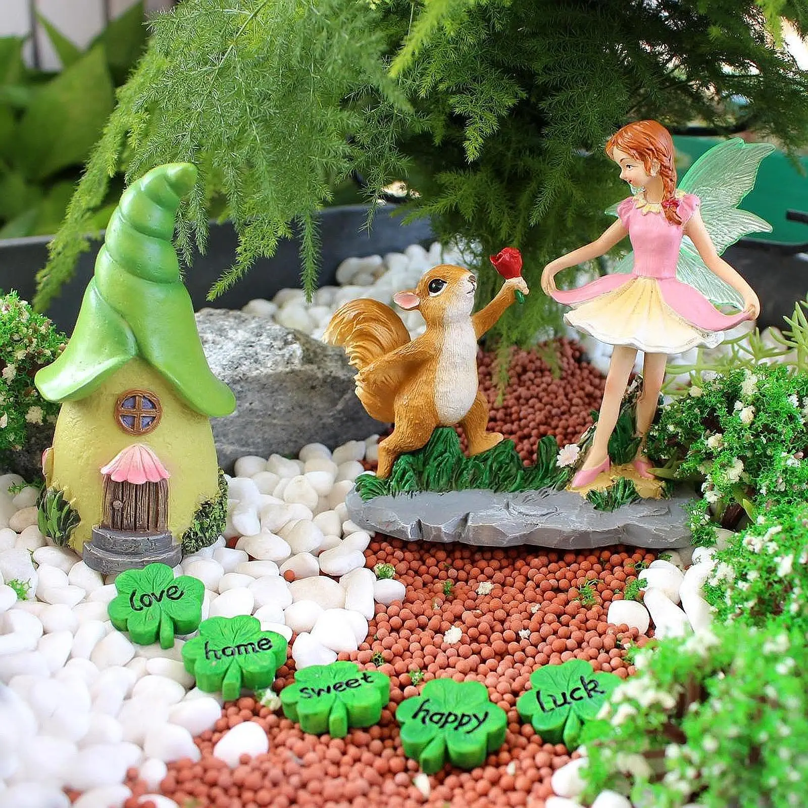 Fairy Garden Accessories Squirrel Statues Micro Landscape Ornament Miniature Figurines for Flowerbed Bonsai Porch Backyard