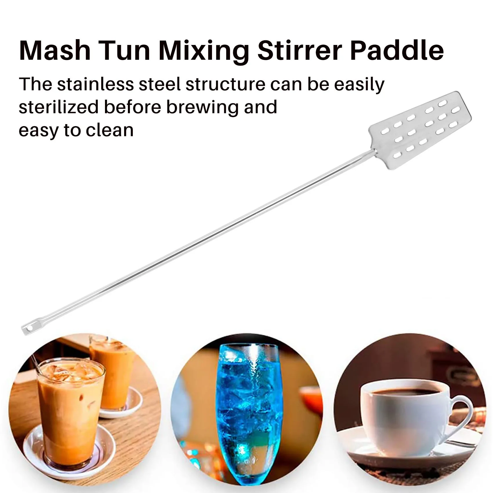 Stainless Steel Mash Tun Mixing Stirrer Paddle for Home Brew Making Optimal Mixing with Hanging Hook