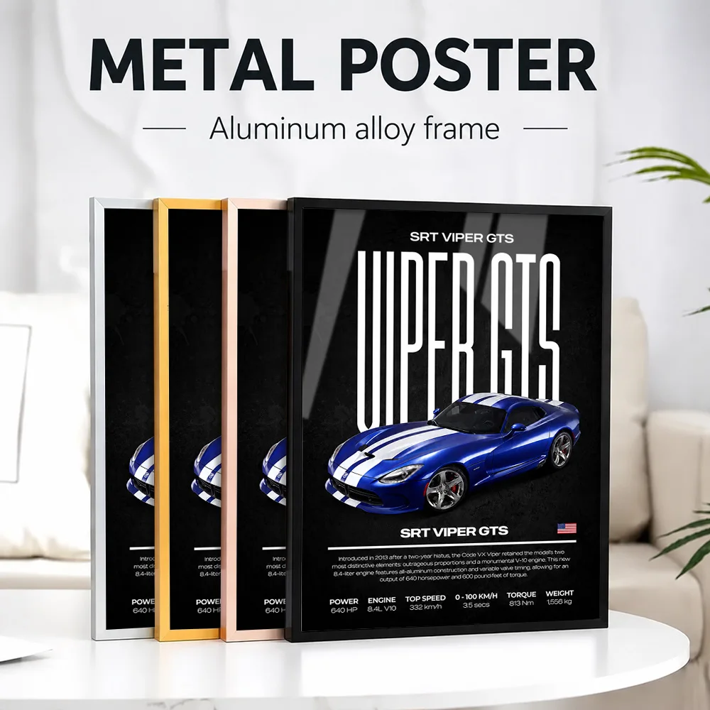 United States SRT Viper GTS Metal Poster With Aluminum Alloy Frame Customized Photo Industrial Visual Style Wall Art For Study