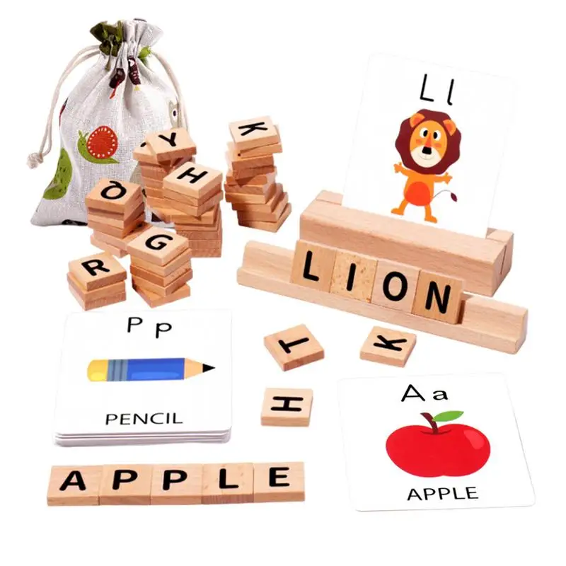 

Letter Spelling Game Double-Sided Letter Cards Alphabet Spelling Toy Preschoolers Early Learning Toys For Kindergarten For Study