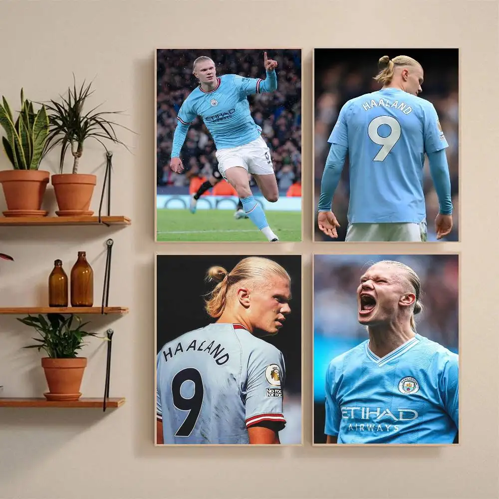 E-Erling H-Haaland Poster Self-adhesive Art Waterproof Paper Sticker Coffee House Bar Room Wall Decor