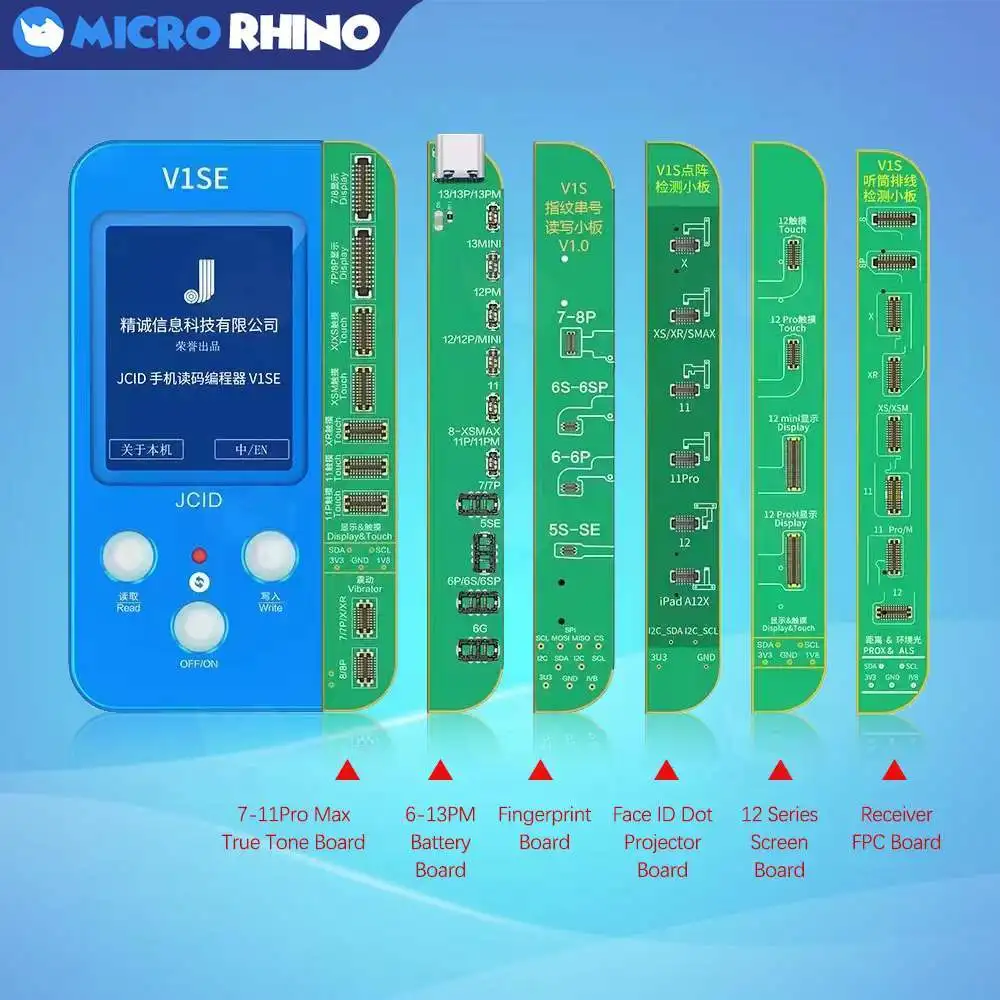 

JC V1SE Programmer For iPhone 7 8 XR XS MAX 11 12 13 Photosensitive Original Color Touch True Fingerprint Battery Repair Tools