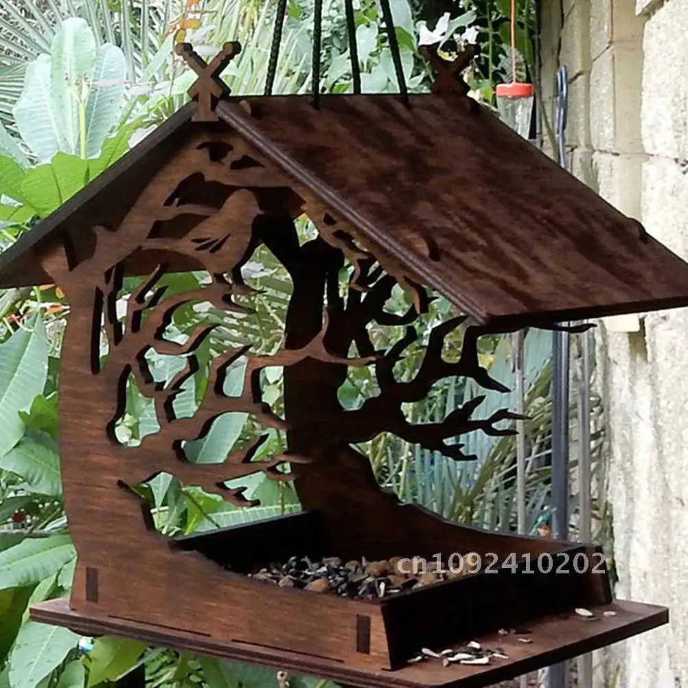 

Bird Feeding Container Squirrel Feeder Feeders Nest Wood House Birdhouse Food Wild