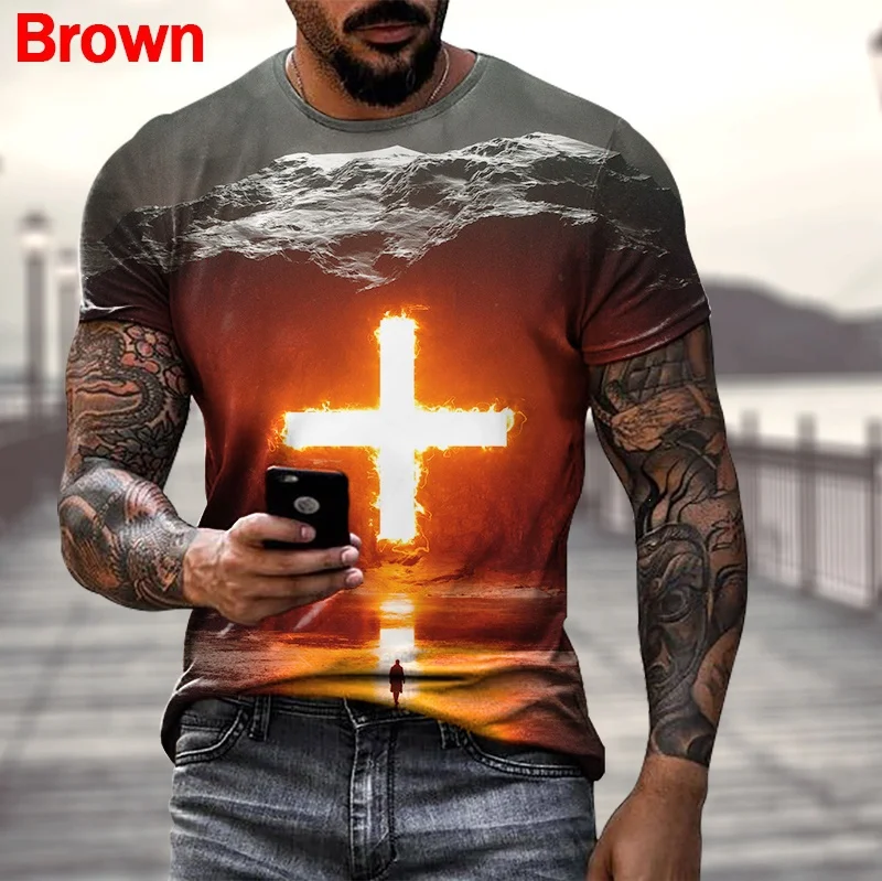 Christian Cross Jesus Print Men/women Casual T-shirts