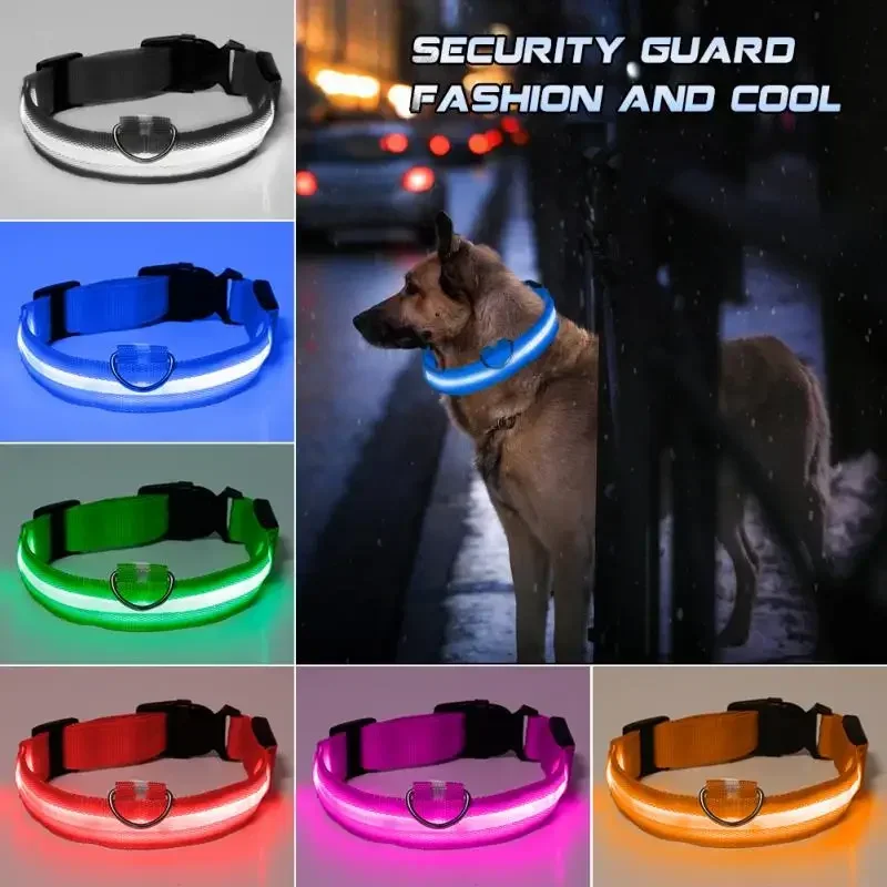 Luminous Led Dog Collar Anti-Lost/ Car Accident Avoid Collar for Dogs Puppies Cats Collars Luminous Pet Supplies Accessories