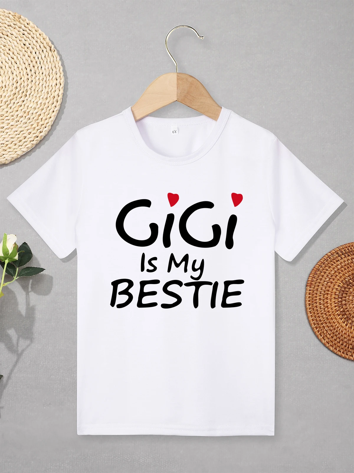 

Gigi is My Bestie Fun Cute Girls Clothes Comzy Breathable Summer Home Casual Kids T Shirts White O-neck Tops Fast Delivery