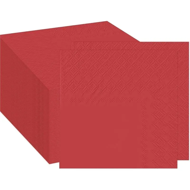 B23B Folded 5 X 5 Inch 100 Pcs 2-Ply Red Cocktail Napkins Disposable Paper Dessert Napkins For Dinner Birthday Wedding