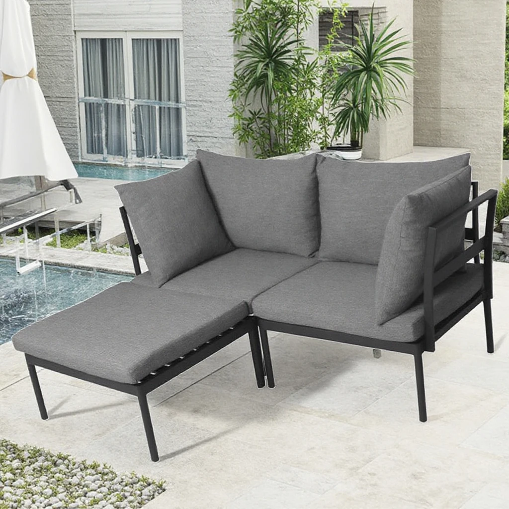 

New Design Aluminum Frame Modern Outdoor Garden Furniture Patio 4PC Multi-function Comfortable Free Combination Sofa Sets