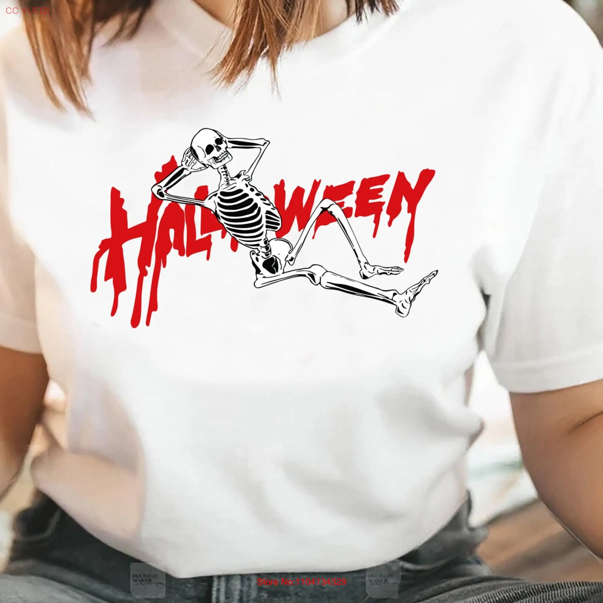 Happy Halloween T Shirt Ghost Eater Pumpkin Season Hello Party SKELETON 3 long or short sleeves