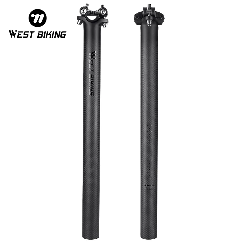 

WEST BIKING Lightweight Carbon Seat Post 27.2/30.8/31.6mm T700 Carbon Fiber 3K Matte MTB Road Bike 350/400mm Saddle Carbon Tube