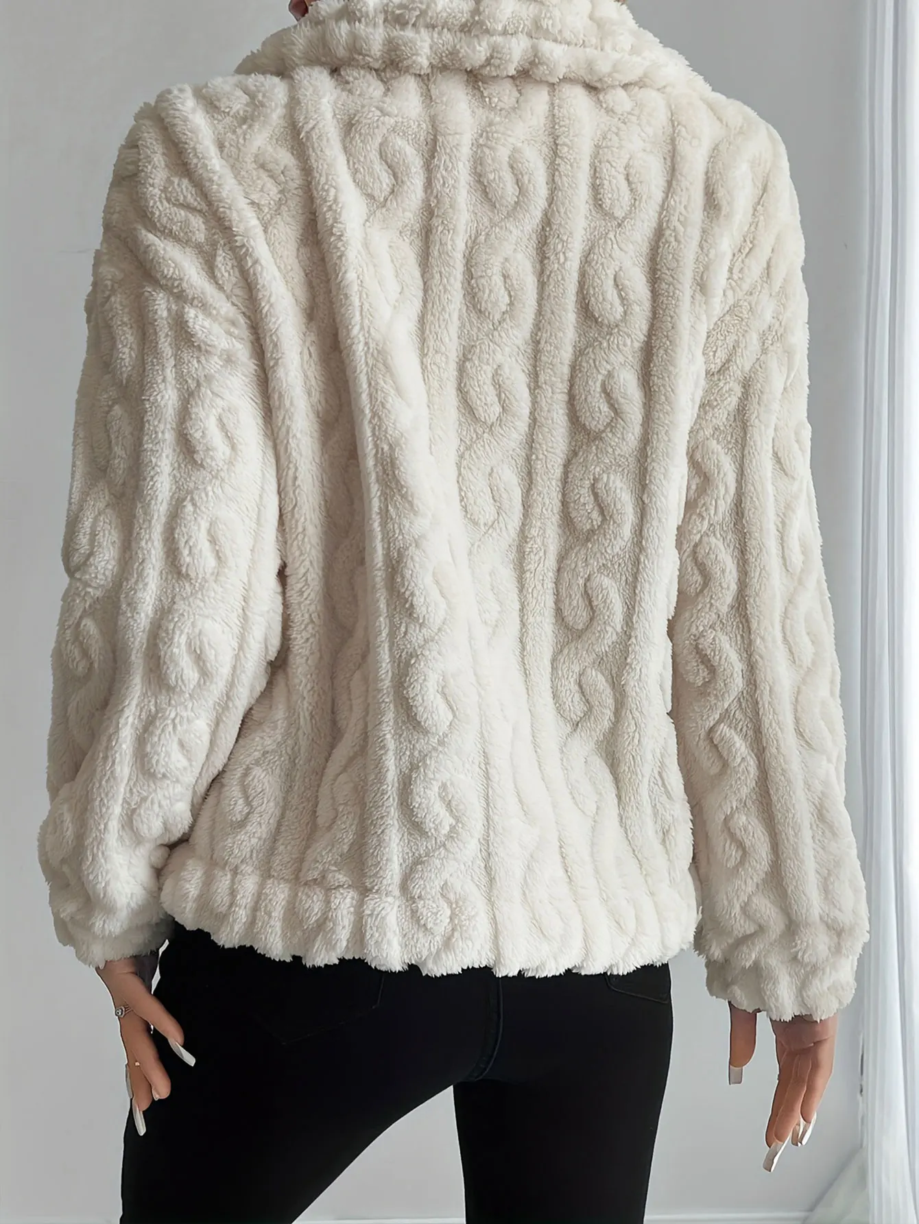 معطف فرو واحد كاجوال بنمط متكامل، ملابس خارجية نسائية، مادة ناعمة مريحة، تصميم عصري #3