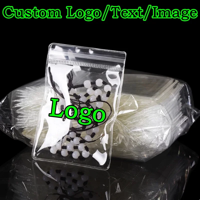 200PCS Clear PVC Jewelry Ziplock Storage Bag DIY Logo Anti-oxidation Battery Earring Beads Jade Diamond Bracelet Gift Pouches