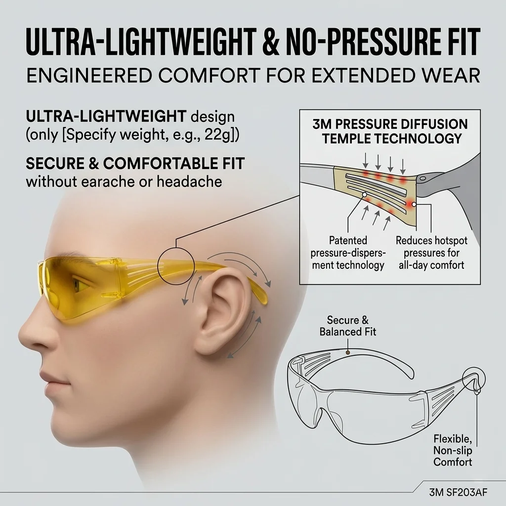 3M SF203AF Safety Glasses Anti-Fog Yellow Lens Blue Light Blocking Protective Goggles Eye Protection Work Eyewear for Outdoor view 3