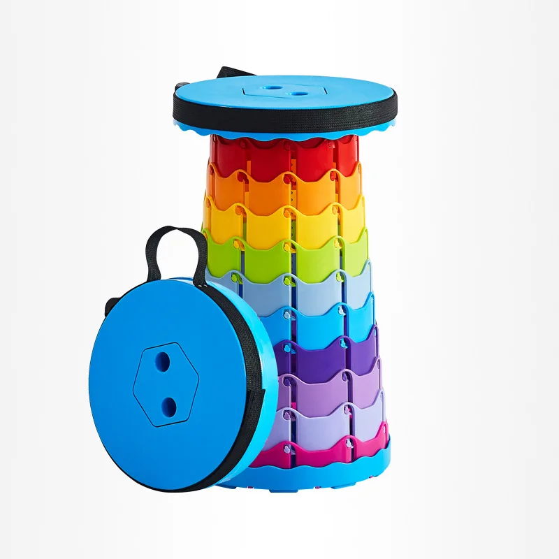 

Portable folding stool, telescopic low stool, adjustable family rainbow stool, essential for outdoor travel, space saving