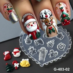 1pc 3D Ultrathin Nail Carving Silicone Mold Sweater Gloves Hat Carved Snowman Socks Christmas Tree Bell DIY Nail Decoration
