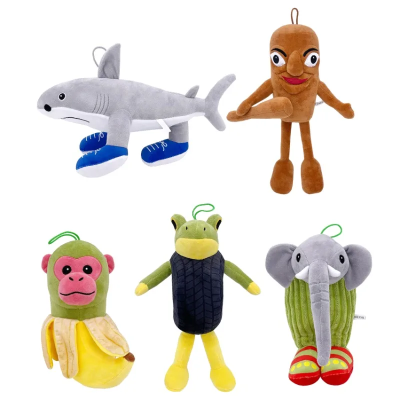 

5 шт./компл. Tralalero Tralala Shark Plush Tung Tung Sahur плюшевая игрушка кукла мягкие игрушки для мальчиков подарок на день рождения и Рождество