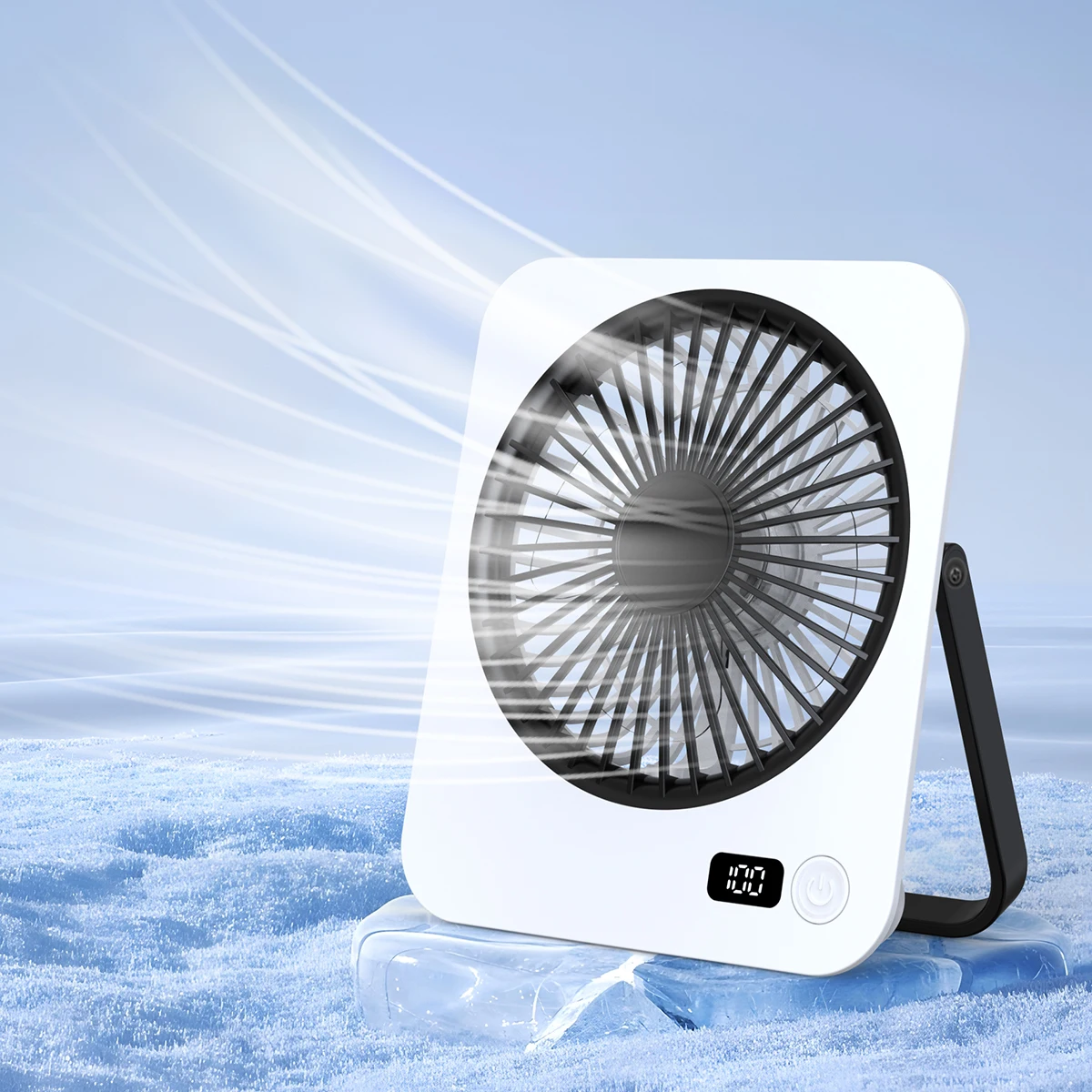 

Desktop Wall Fan 1200mAh 5 Speed Digital Display USB Rechargeable Portable Cooler Strong Wind Low Noise for Bedroom Travel