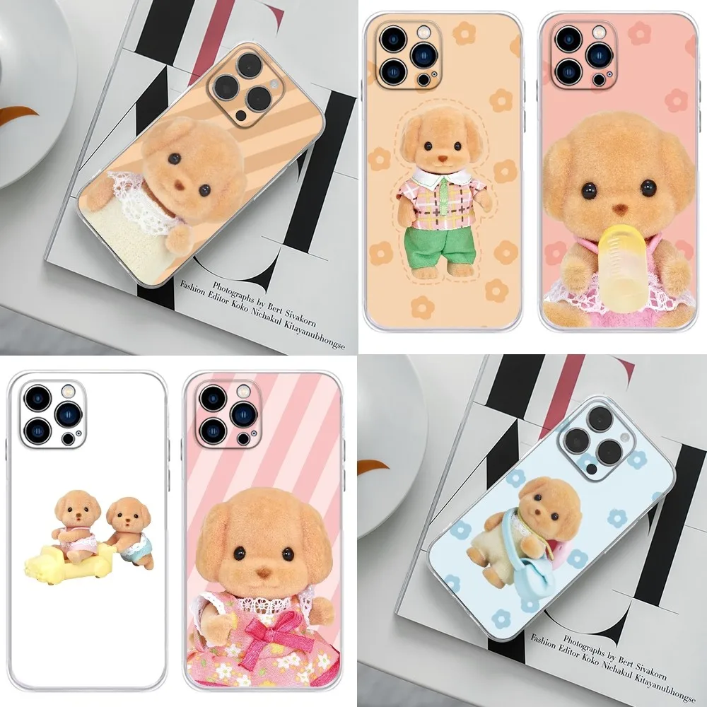 Sylvanian Cute P-Poodle Phone Case For iPhone 16,15,14,13,12,11 Plus,Pro,Max,XR,XS,X,7,8 Plus,SE,Mini Transparent soft shell