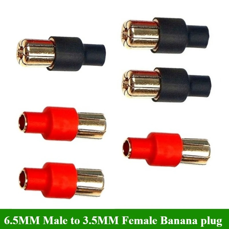 

RC Bullet Connectors 6.5mm Male to 3.5mm Female Banana Bullet Connector Plug Gold-plated Adapter for RC Car Boat ESC Motor