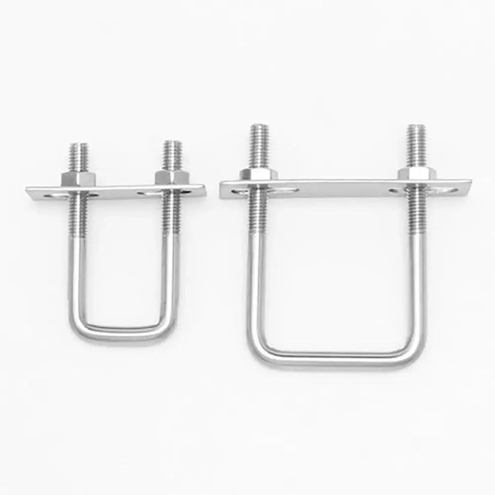2Sets Durable Iron Square Clamp With Baffle Screw Pipe U-clamp Right Angle U-bolt M6 Squa Bolt