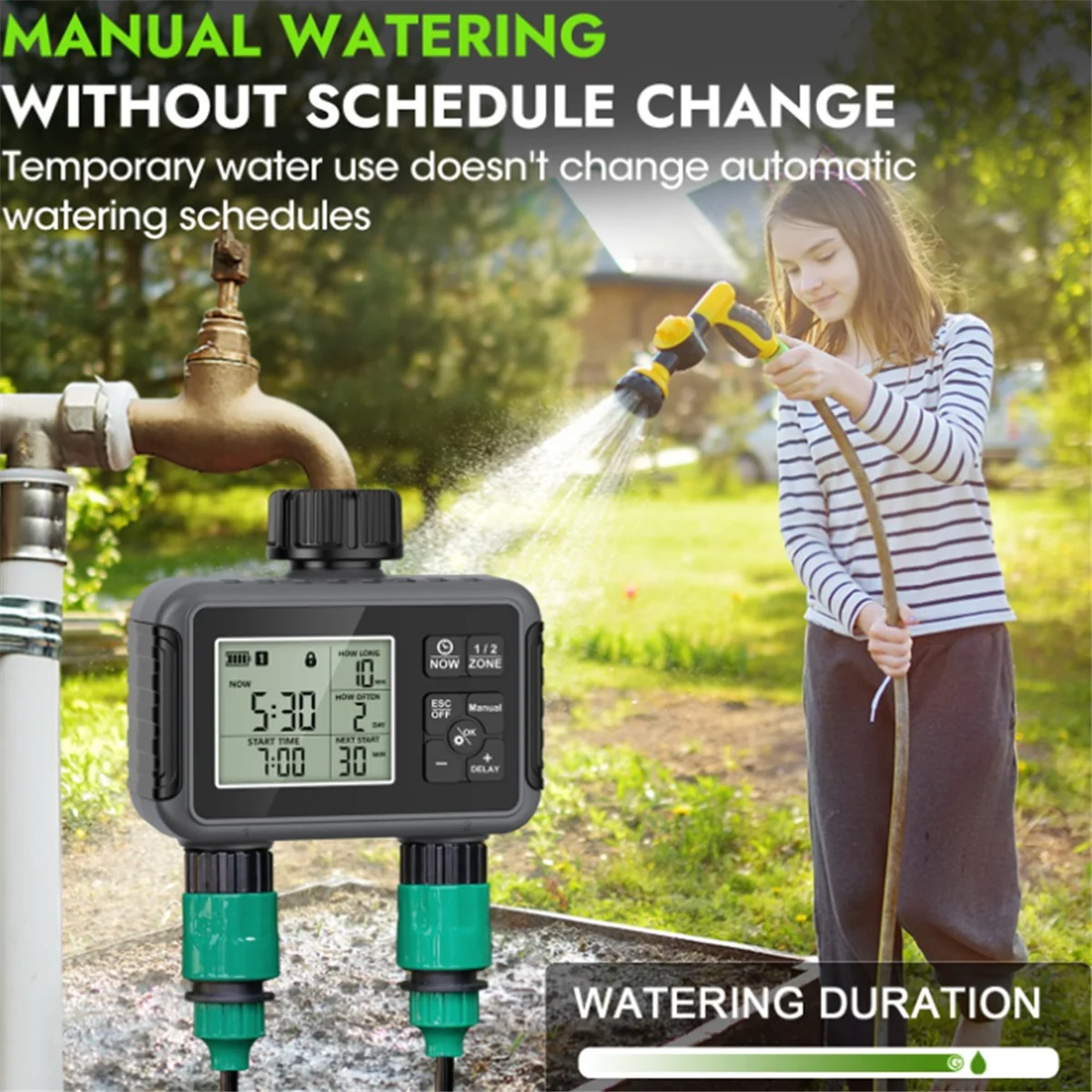 Y31A Smart Wasser Timer Intelligente 2-ausgang Bewässerung Bewässerung System Sprinkler Timer Garten Programmierer LCD Display