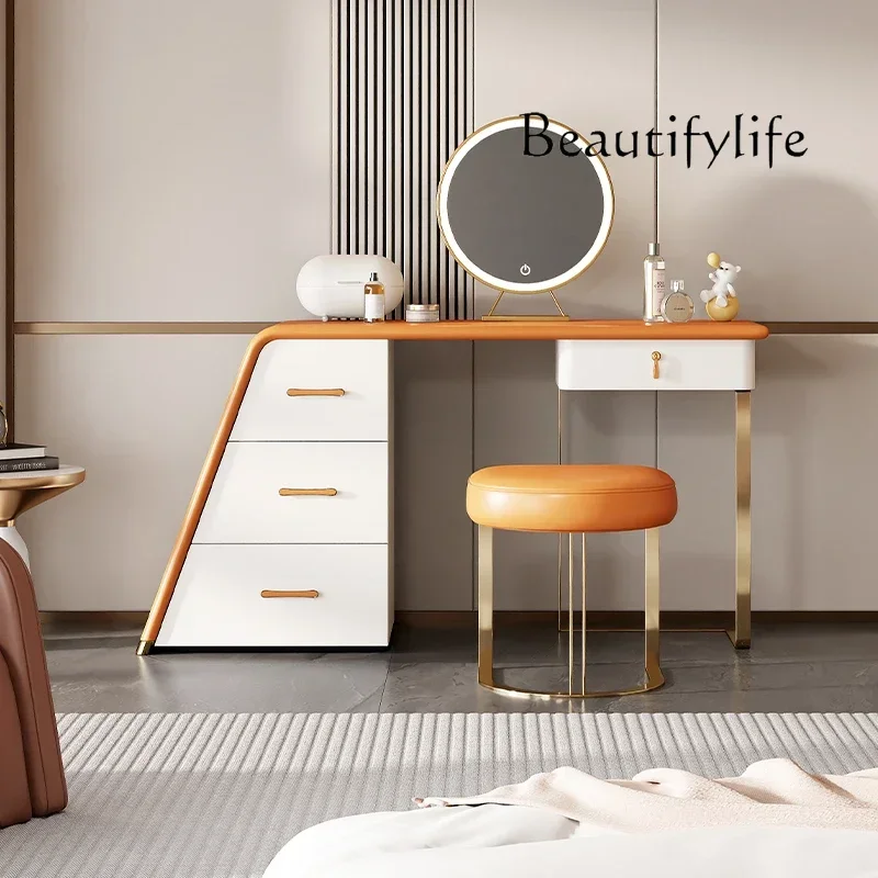 

C X Smart Home Storage Drawers Vanity Table Stool Modern Makeup Luxury Dressing Table Orange Bedroom Coiffeuse De Chambre Room F
