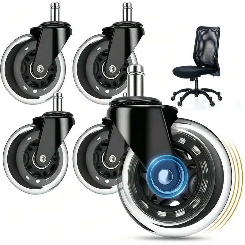 AT29-Officechair Wheels,Outstanding Replacement Roller Wheels For Office,Gaming Desk Chairs 3 Inch Caster Wheel Set Of 5Pc