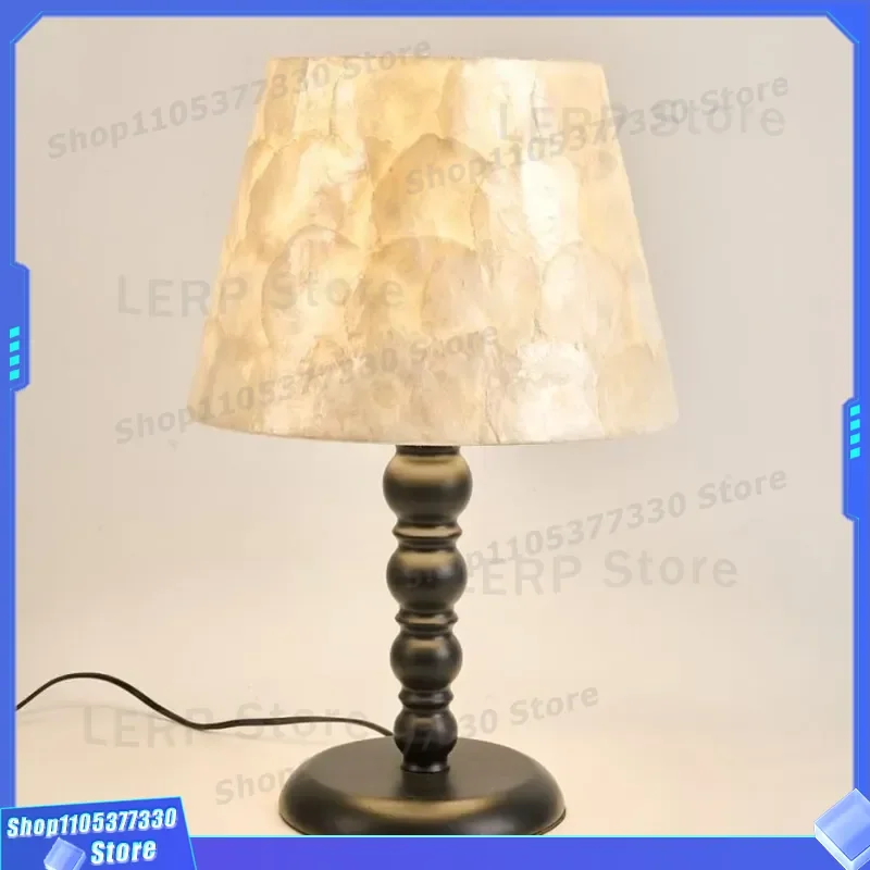 French Retro Shell Bedside Lamp High End Romantic Table Light Warm Eye Protection for Bedroom Living Room Decor High Value