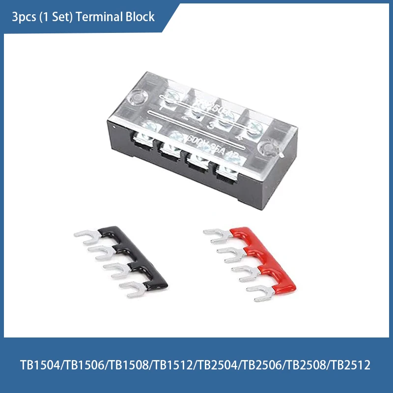 Terminal Block Dual Rows Covered Screw Terminal Block + 4 Positions Pre-Insulated Fork Terminal Barrier Strip